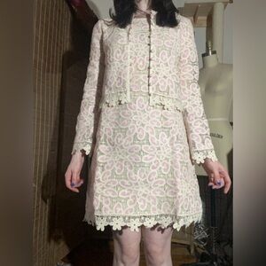 Johnny Was Crotched shift dress cardigan set